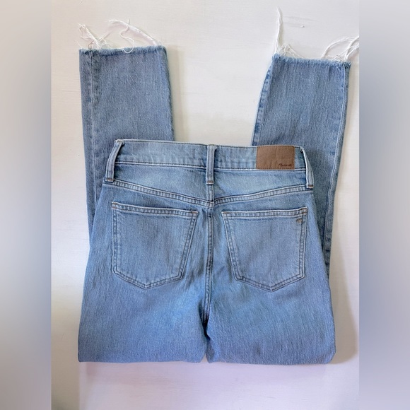 Madewell The Perfect Vintage Jean High Rise Raw Hem Destroyed Light Blue Sz 25 - Picture 4 of 5